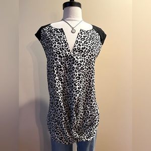Cheetah print black & white sleeveless top